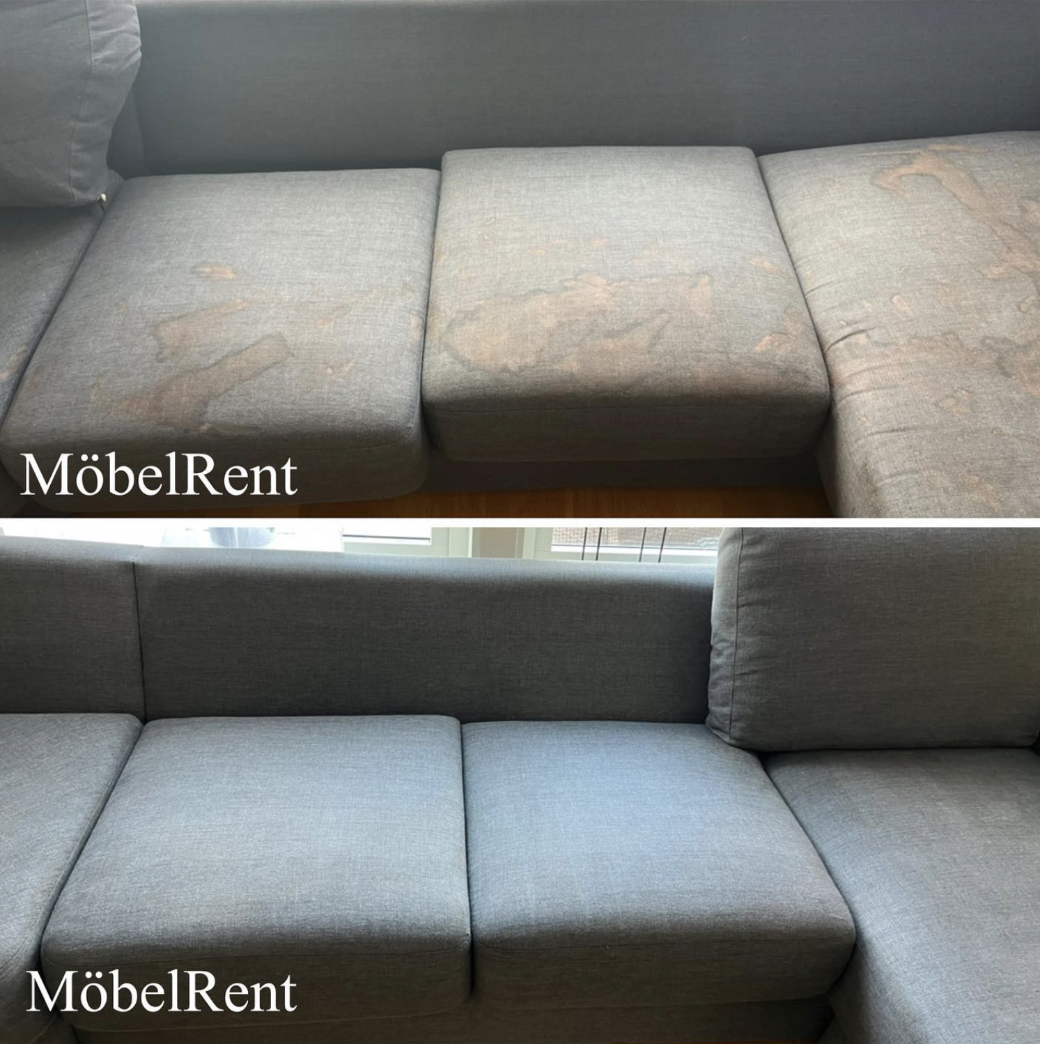 Professionell sofftvätt Mölndal - resultat före och efter