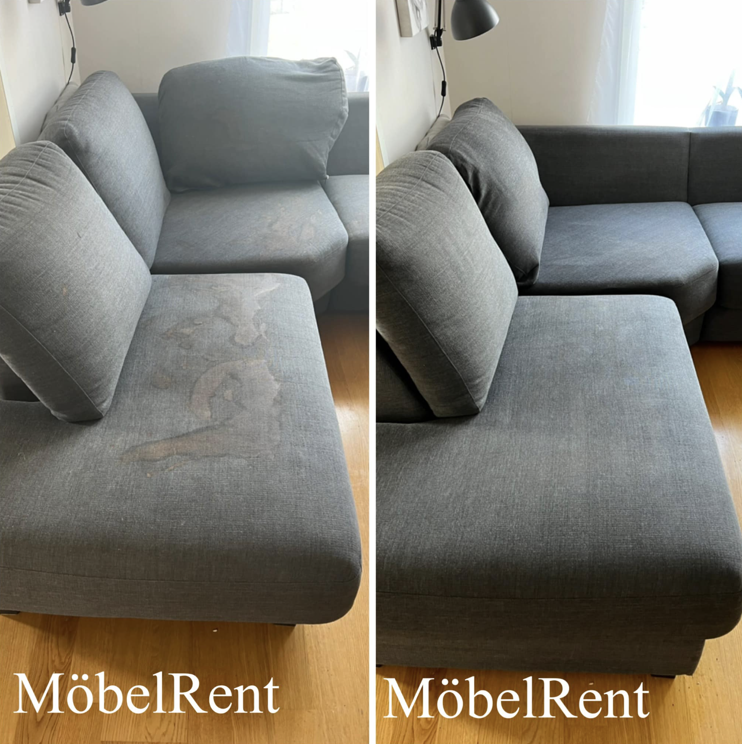 Professionell sofftvätt Göteborg - resultat före och efter