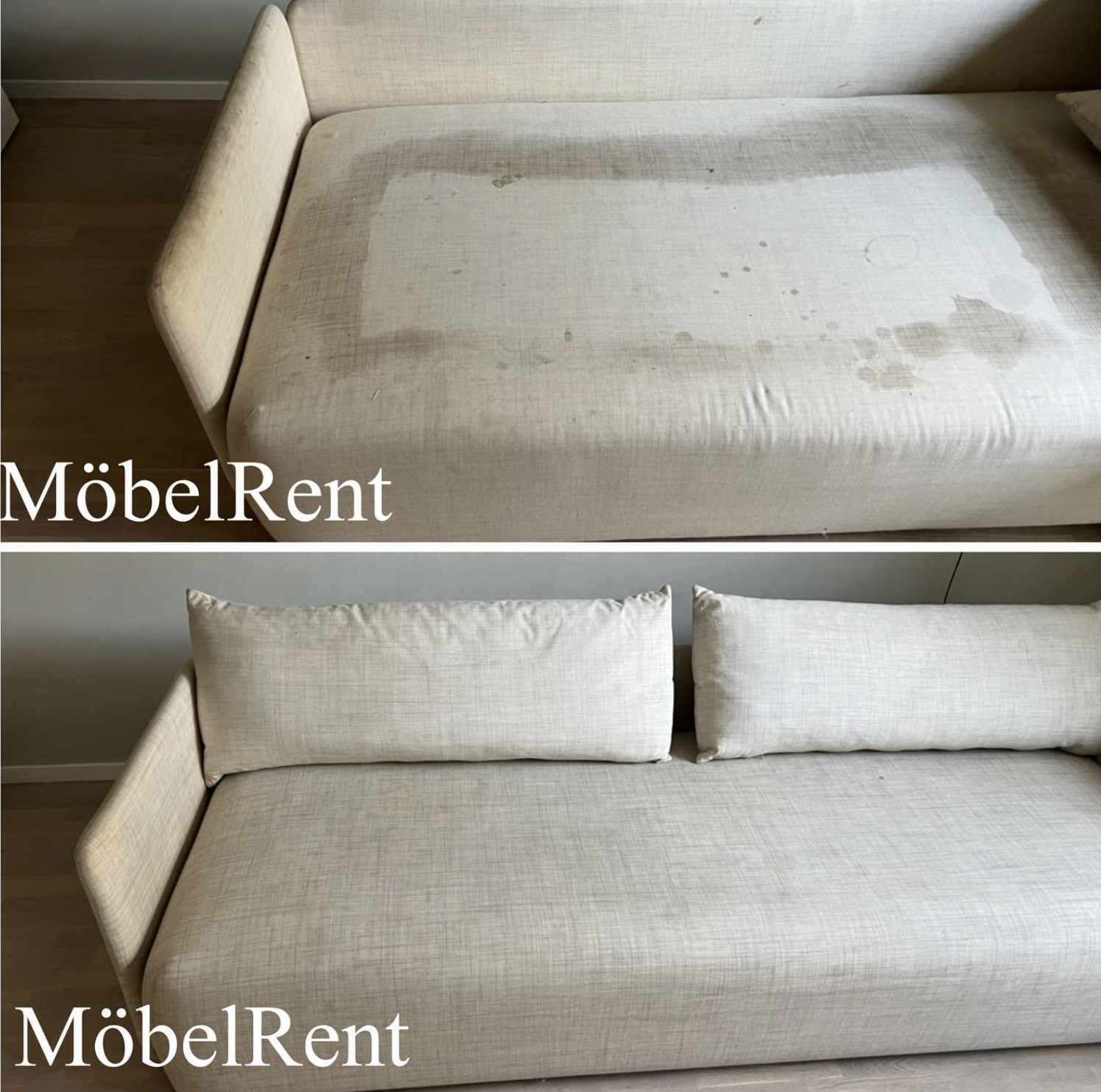 Professionell sofftvätt Vasastan/Solna - resultat före och efter