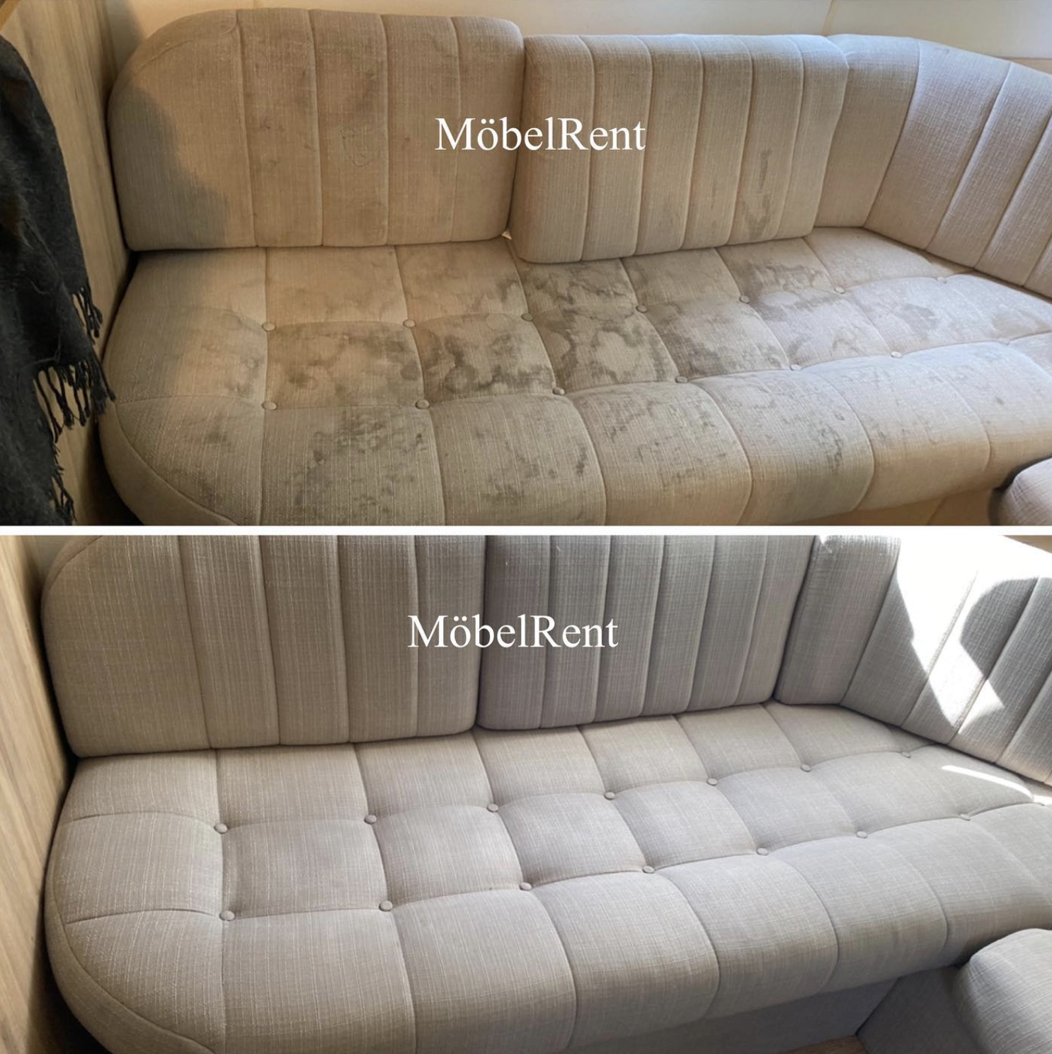 Professionell sofftvätt Göteborg - resultat före och efter